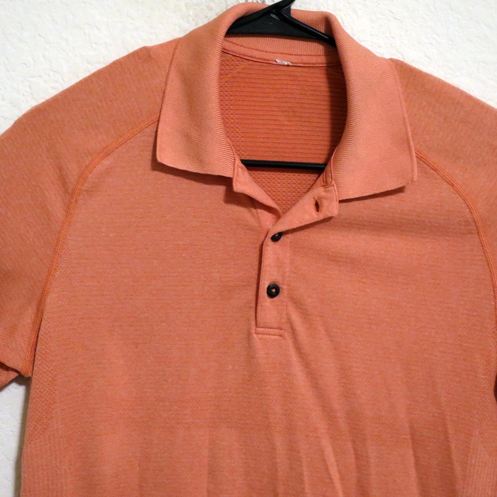 Lululemon Shirt Mens Small Short Sleeve Performance Stretch Polo Orange